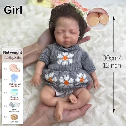 Lifelike 12inch / 30cm Mini Silikon Reborn Baby Puppe Mädchen, realistisches Schlafen Neugeborenes Baby für handgefertigtes Sammlergeschenk – Bild 3