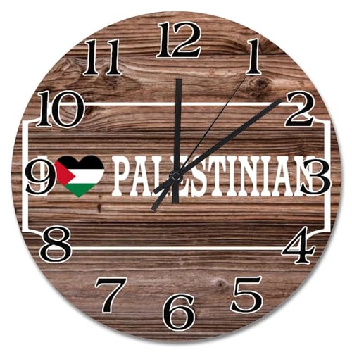 Grande horloge murale drapeau palestinien, objet décoratif durable à piles