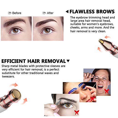 Image of Rechargeable Eyebrow Trimmer Hair Remover For Men And Women,2 In 1 Painless Eyebrow Trimmer,Built-In Led Light,Suitable For Facial,Eyebrow,Nose,Body Hair Trimming