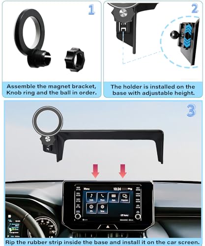 Image of Car Phone Holder for Toyota Venza 2021 2022 2023 2024 Accessories Apply to 8 Inch Touch Screen Fixed Clip MagSafe Cell Phone Mount Hands-Free 360 Rotation