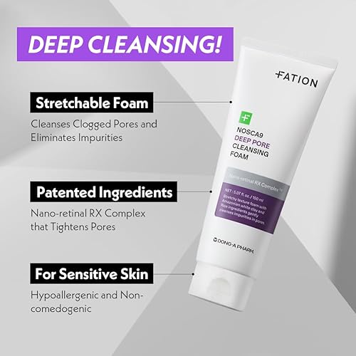 Miniatura 2 de Nosca9 - Espuma limpiadora profunda de poros para pieles sensibles, lavado facial coreano para el cuidado de la piel con 17 aminoácidos, arcilla
