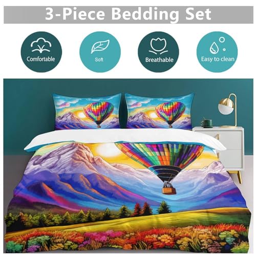 Housse de couette montgolfière coton douce parure de lit 220x240