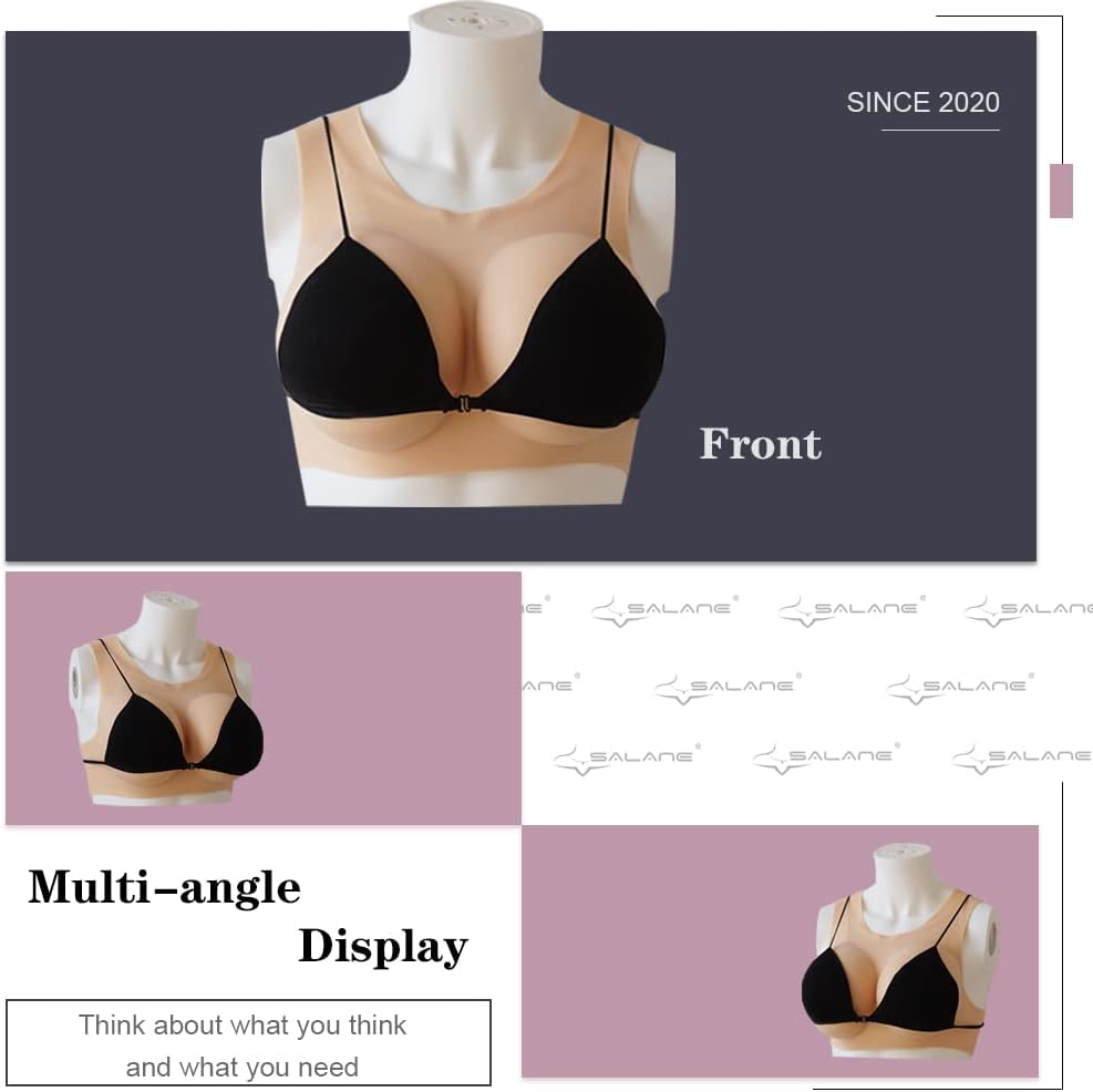 Silicone Breastplate for Crossdressers Drag Queens Round Collar Fake Breasts Transgender C/D/E/G Cup Breast Forms