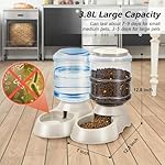 2 Pack Automatic Cat Feeder and Water Dispenser in Set Pet Food Bowl for Small Medium Dog Pets Puppy Kitten Big Capacity 1 Gallon x 2 (Cream) - Image 4