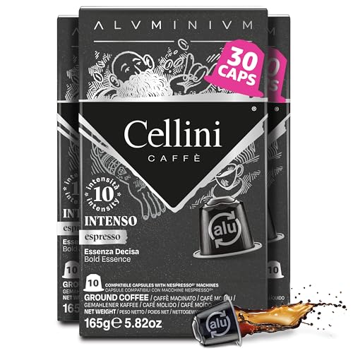 Image of Cellini Caffe Intenso Aluminum Nespresso Pods, 30 Count, Dark Roast Coffee Capsules, 100% Nespresso Original Machine Compatible, Extra Strong