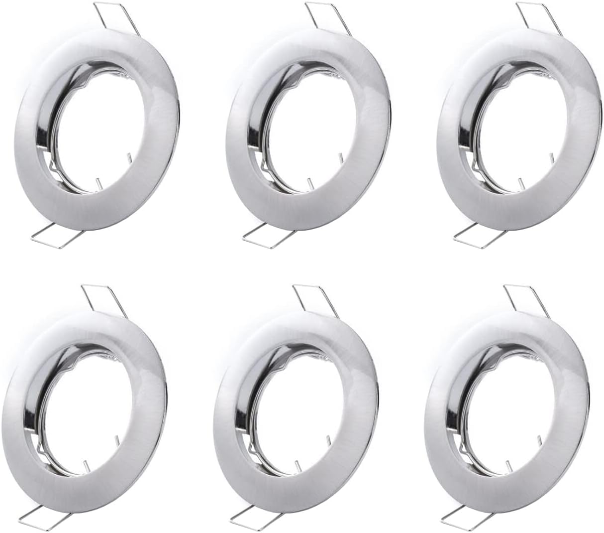 Zodazoqa Set of 6 Recessed Light Frames, Ceiling Mounting Frame, Recessed Spotlight Set, Mounting Frames in Aluminium (LED/Halogen/GU10/MR16/PAR16/50 mm) (Silver)