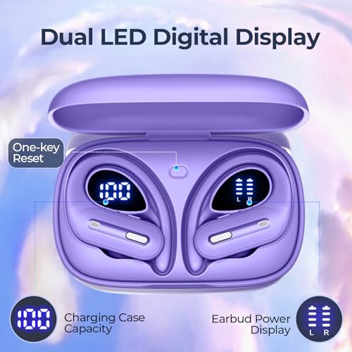 GNMN Active Noise Cancelling Ear Buds Wireless Earbuds 90Hrs Playtime Hi-Res Stereo Deep Bass Power Display Earphones with Earhooks Waterproof Transparency Headset for Sports/Gym - image 4