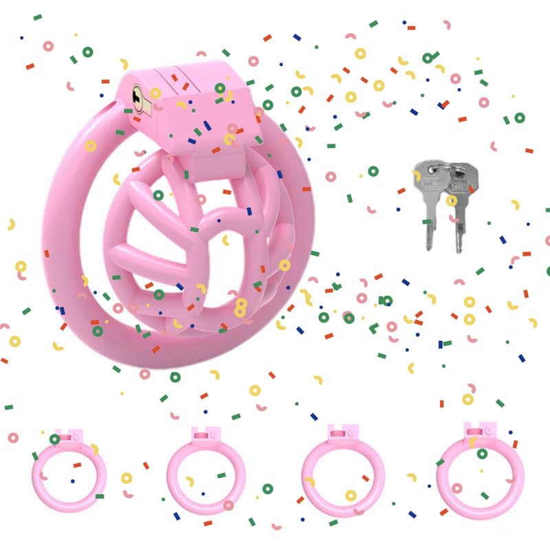 Pink Harz Klassischer Tragbarer SpezialkäFig, Tragbarer KäFig Mit 4 Fitnessring ZubehöR, 1 SchlüSsel, Originalgeschenk - D10