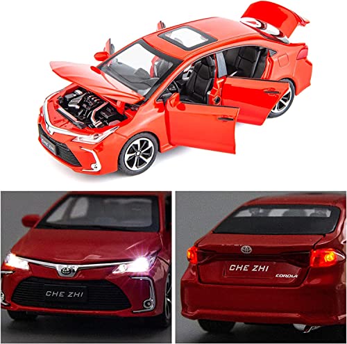 Image of 1:32 Scale Toyota Corolla Toy Car | Metal Pullback Diecast Car for Kids with Openable Doors, Sound, Light Effects Toy for Car Enthusiasts (Color As Per Available)