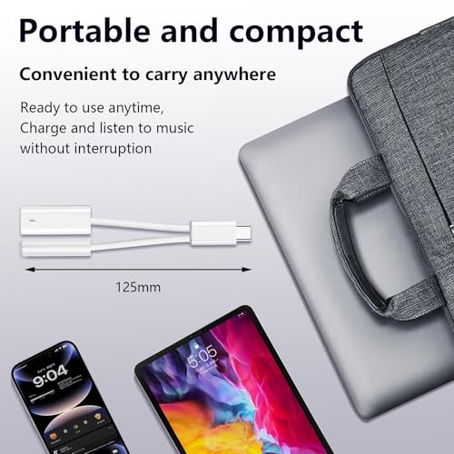 USB C to 3.5mm Headphone and Charger Adapter, 2-in-1 USB Type C to Aux Jack Dongle Cable with PD 60W Fast Charging for iPhone 15 16 17 Pro Max Air,Galaxy S23 S24 S25 Ultra, Note 20, iPad Pro (2 PACK) by Verbstel - Used condition - Image 3