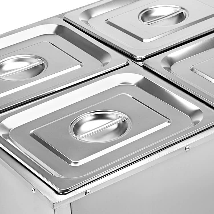 Commercial 5.5L Countertop Food Warmer with Tap - 110V Stainless Steel Electric Food Soup Dish Buffet Set Container - Chafing Dish Full Steamer for Party Wedding Banquet (4 Grids Serving Section)