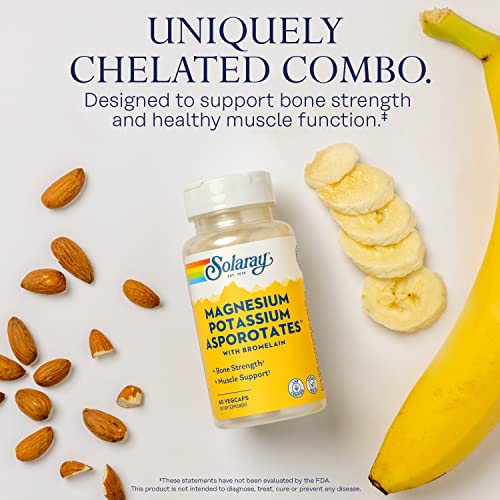 Solaray Magnesium And Potassium Asporotates W/Bromelain, Healthy Electrolyte, Muscle, Heart & Cellular Support, 60 Vegcaps #TOP2