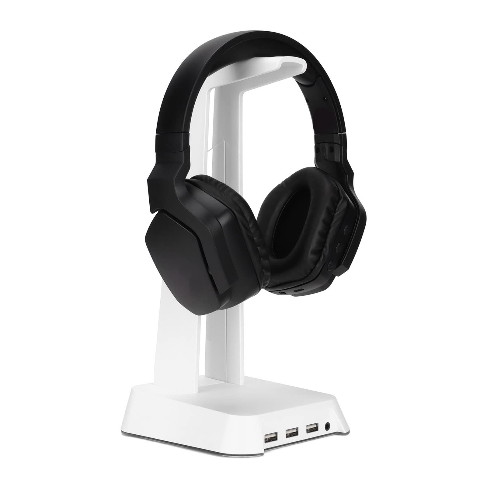 Cyrank Supporto per Cuffie RGB, Supporto per Cuffie da Gioco Supporto per Auricolari da Tavolo 2 in 1 con 3 Porte di Ricarica USB Fantastici Accessori da Scrivania per Tutte Le Cuffie(Bianco)