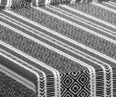 Image of Trance Home Linen 200TC 100% Cotton 75 inchx72 inchKing Bed Size Elastic Fitted Bedsheet | Printed Double Size Bed Elasticated Fitted Bedspread with 2 Pillow Covers (75x72 inch, Aztec Black)