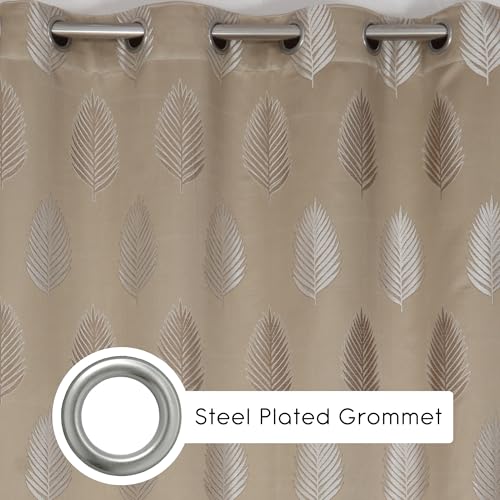 Image of FRESH FROM LOOM Jacquard Curtains | Long Door & Window Use | 80% Sun Block | Anti-Wrinkle | 8ft Length | Home Decor Ready, Luxury Curtain (8ft, Neutral-Tan, 1pc)