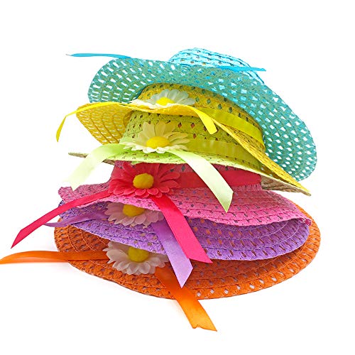 6Sets Girls Tea Party Straw Sun Hat and Purse Kids Party Birthday Travel Gift4