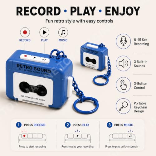 Image of Toy Imagine Retro Cassette Tape Keychain, Pack of 2