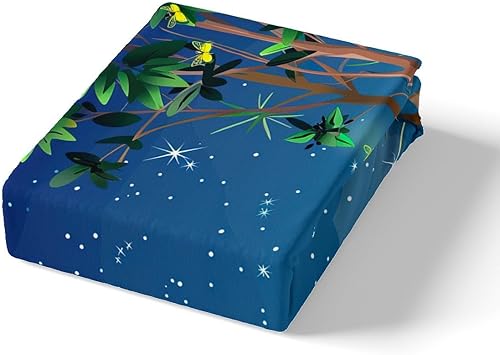 Miniatura 5 de Manfei Sábana bajera ajustable para cámper, tamaño individual, funda de cama de campamento Night Happy con 1 funda de almohada, juego de ropa de