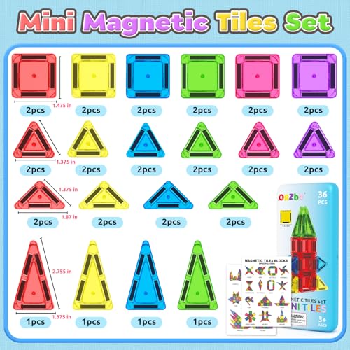 ORZbb Magnetic Tiles Mini Travel Set — 36-Piece Compact Building Toy — view 3