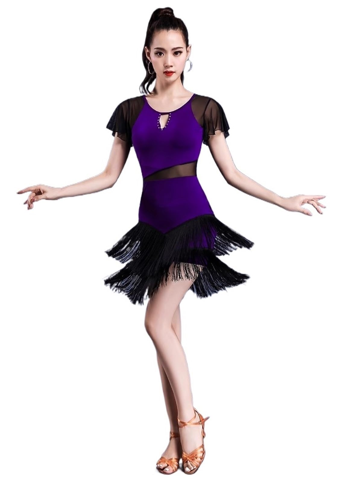 Latin Tanzkleid Latin Dance Trainingskleider Frauen Professionelle Performance Kleider Mit Quasten Für Tanz