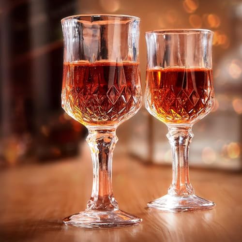 Image of Crystal Wine Glasses 230ml, Set of 6 Long Wine, Burgundy Clear Glasses with Stem for Wedding Anniversary, Birthday, Gift (RKT-09, Set of 6)