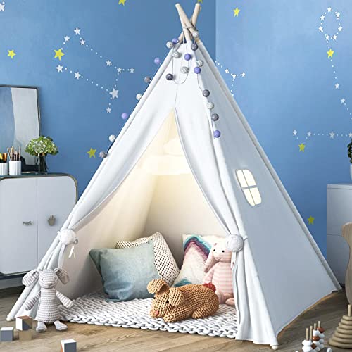 Sumbababy Teepee Tent for Kids with Carry Case, Natural Canvas Teepee Play Tent, Toys for Girls/Boys Indoor & Outdoor… - Image 5