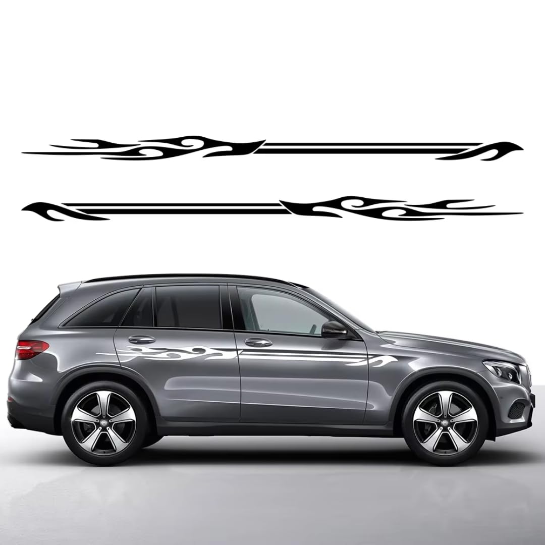 Naklejki samochodowe do VW Audi Tesla Skoda Volvo BMW Seat Subaru płomień paski naklejki boczne samochodu naklejki w stylu wyścigowym