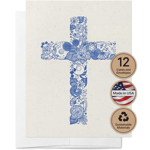 Image of Twigs Paper Christian Cross Greeting Cards, 12 Blank Note Cards