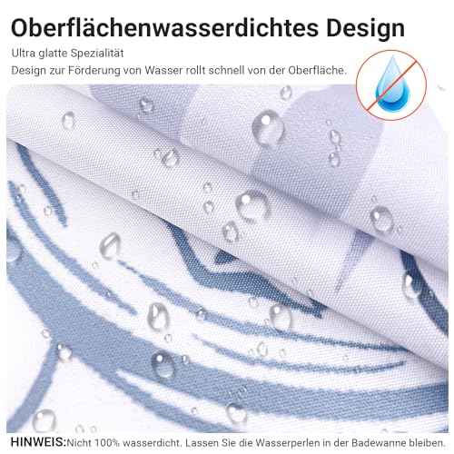 Lerores Shower Curtain 100 x 200 cm, Submarine Seahorse Anti-Mould Textile, Weighted Hem, Water-Repellent - Image 2