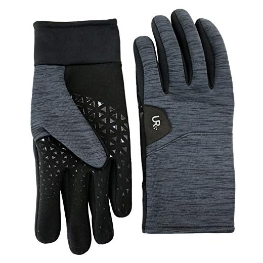 U|R UR Powered Men’s Active Stretch Touchscreen Run Gloves, Black, L/X-Large