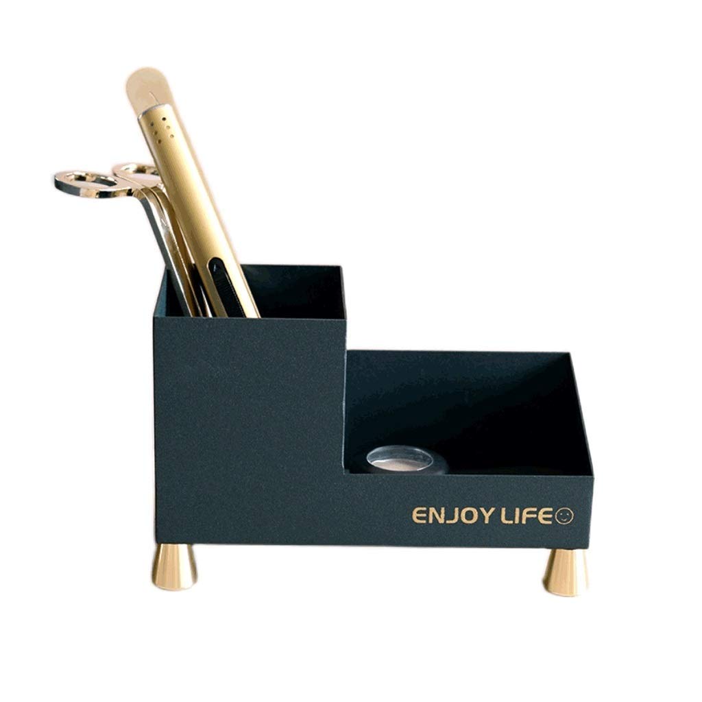 Pen Pot Portapenne Multifunzionale per matite, Organizer da scrivania in Stile Minimalista in Metallo, portapennelli per Trucco, portapenne per Accessori da scrivania (Verde Scuro)