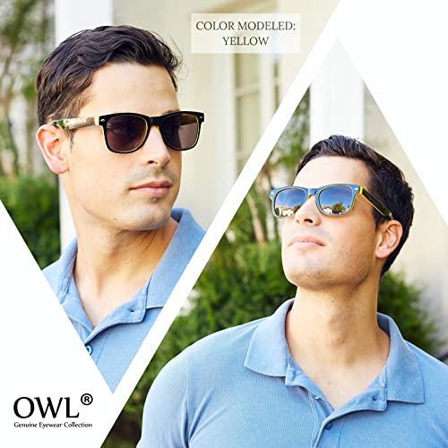 OWL Vintage Two Tone Sunglasses Smoke and Mirror Lens - Assorted Square Retro Stylish Womens and Mens UV 400 Protection3
