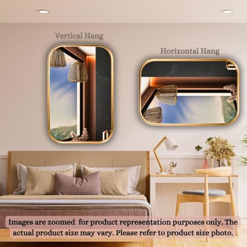Image of 18x24 Inch Metal Frame Mirror Glass for Wall /Aluminium Rectangle Bathroom Wall Mirror /Mirror for Bathroom /Bedroom /Living Room /Entryway /Dressing Room /Decorative /Vanity| AM1824A2