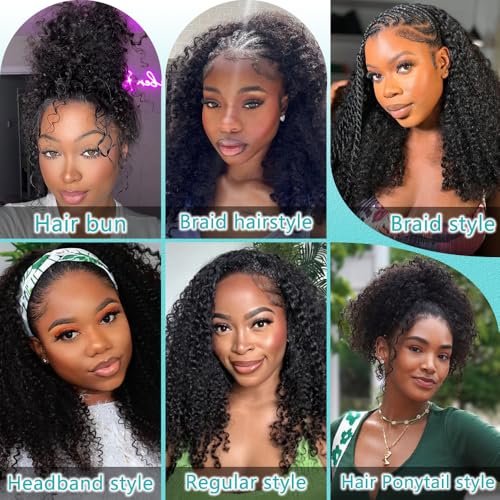 Kinky Curly Human Hair Half Wig 200% Density Glueless Drawstring Wig
