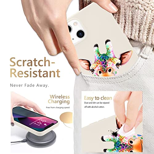 MAYCARI Niedliche lustige Giraffen-Handyhülle für iPhone 7/8/SE 2020, weiße Flüssigsilikon-Hüllen, Cartoon-Softgel-Gummi, Ganzkörper-Schutz, Mikrofaser-Futter, Frauen, Männer