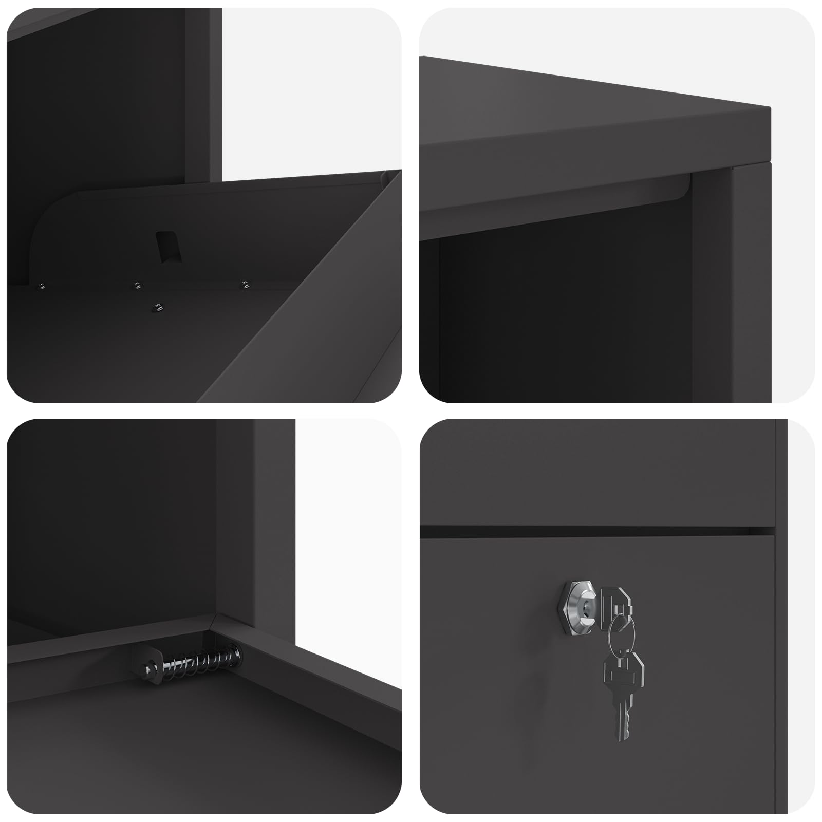vidaXL Boîte de dépôt de colis avec porte Noir 44 x 22 x 82 cm Acier, Jardin et terrasse, design moderne, boîte aux lettres étanche, rangement élégant, cadre en acier
