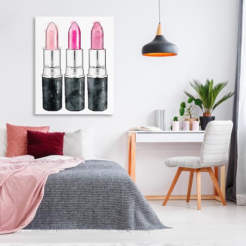 Image of Stupell Industries 'Three Pink Lipsticks', Canvas Art, 36 x 48 Inches, Easy to Hang and Sturdy, Made in USA, by Amanda Greenwood