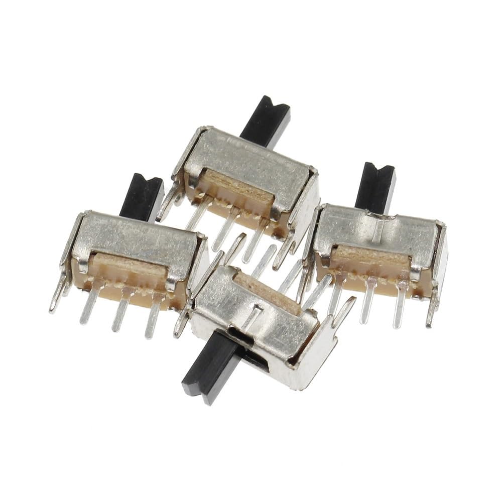 IDGTTLDF 100PCS SS12D07 Vertical Slide Switch 1P2T 3 Pin Toggle Switch SMD PCB DPDT Vertical Switch