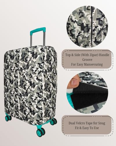 Image of Army Printed Luggage Cover for Traveling Bag & Suitcase - Stretchable & Scratchproof Trolley Protector with Velcro Lock & Lightweight Washable Material(Suitcase Not Included, Only Cover in Product)