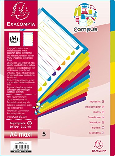 Exacompta 3805e Tabbladen en borden, 30.2 x 24,5 cm, Translucide