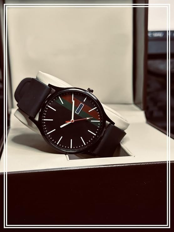 Image of AMERICANVIBER, Minimalist Men's Analog Quartz Watch with Water-Resistant Black Dial and Comfortable Silicone Strap for Mens