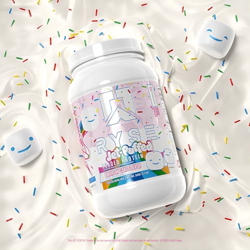 Image of RYSE Loaded Protein Powder - Jet-Puffed Birthday Cake - 25g Whey Protein Isolate & Concentrate with Prebiotic Fiber & MCTs - Low Carb, Low Sugar, Digestive-Friendly - 27 Servings / 2 lb Tub