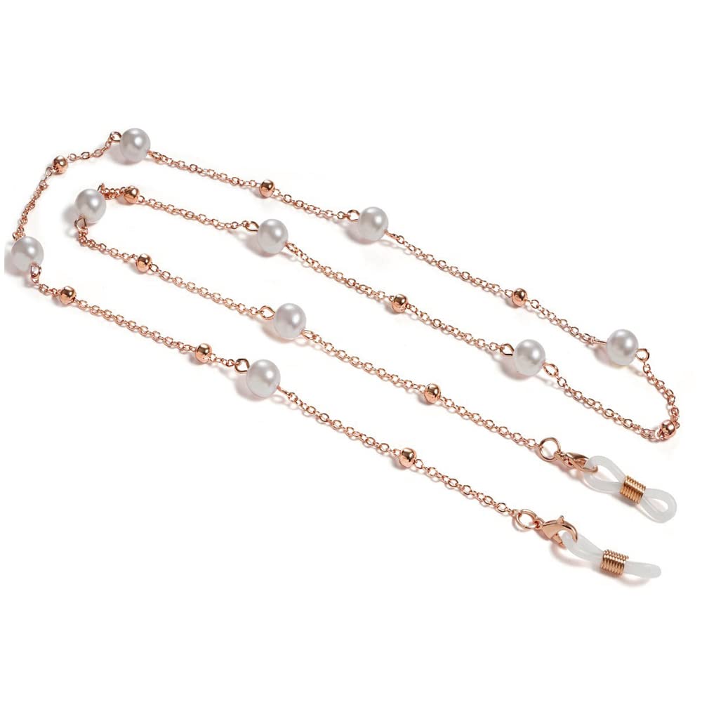 GDHKDDFL Simple and versatile glasses chains, Reading Glasses Retainer Eyeglass Chains Eyewear Chain Sunglasses Strap Holder for Women(Rose Gold)