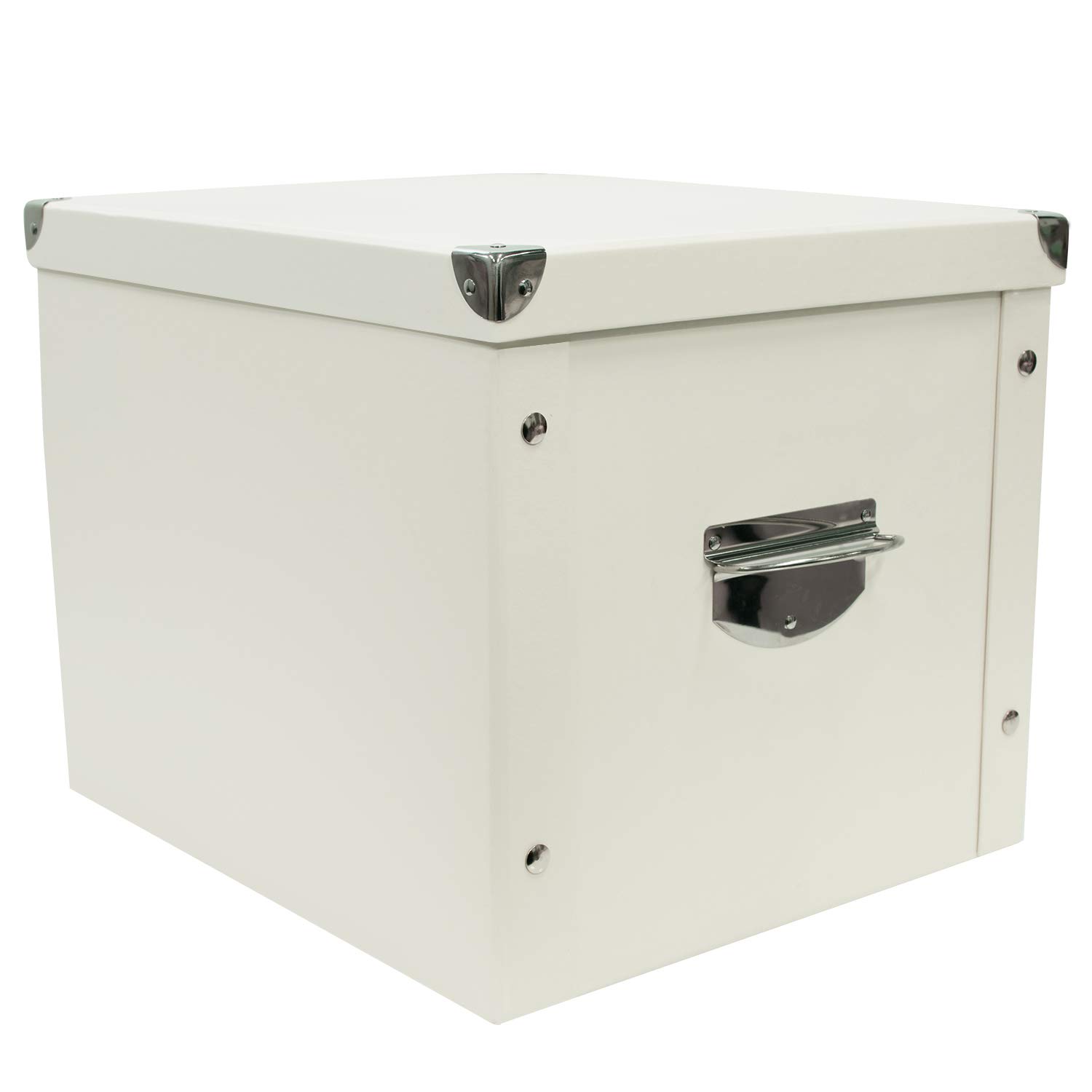 X-SUPER HOMEDecorative Storage Cardboard Boxes with Lip Sturdy Organizer Gift Boxes for Keepsake Toys Photos Memories Closet Nursery Office File Wardrobe Bookshelf Display Case(White, Medium Sizes)