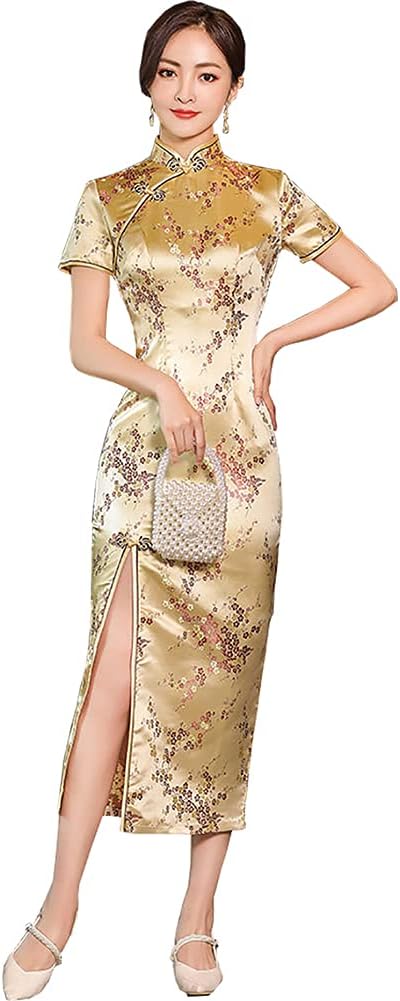 Amazon.co.jp: [TRTRO] チャイナドレス ロング 刺繍柄