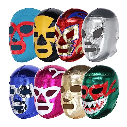 THREE MASK Pro-Quality Wrestling Masks (8 Pack) | Authentic Lucha Libre Costume - Adult Size | Máscaras de Luchador Made in Mexico