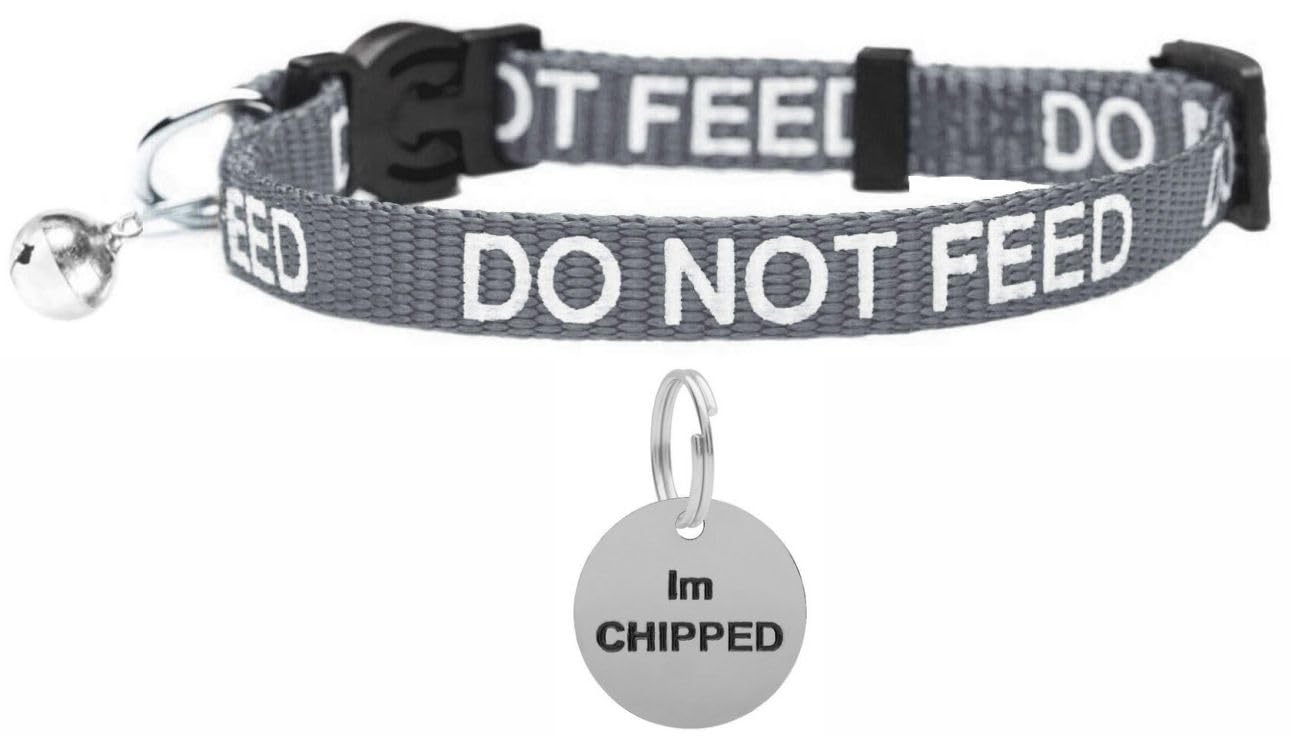 LARRYROO Cat Collar With DO NOT FEED Print, Soft Nylon & Safety Release Buckle