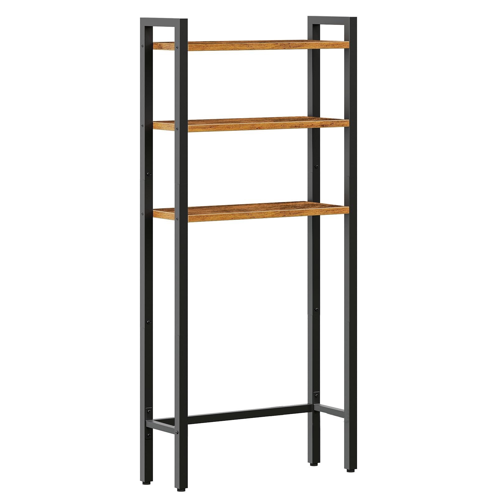 HOOBRO Estantería de Inodoro, Estante de Baño con 3 Estantes, Estantes para Aseo, Ahorra Espacio, Fácil Montaje, Marrón Rústico y Negro EBF41TS01