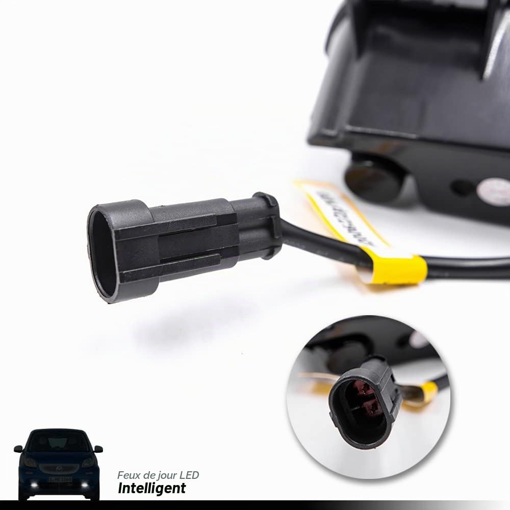 Feux de Jour LED Compatible avec M-ercedes-Benz Smart Fortwo 451 2013-2015, Feux de Conduite Avant DRL Antibrouillard DLR Kit Câblage Canbus Sans Erreur Blanc Xenon 800LM 2PCS