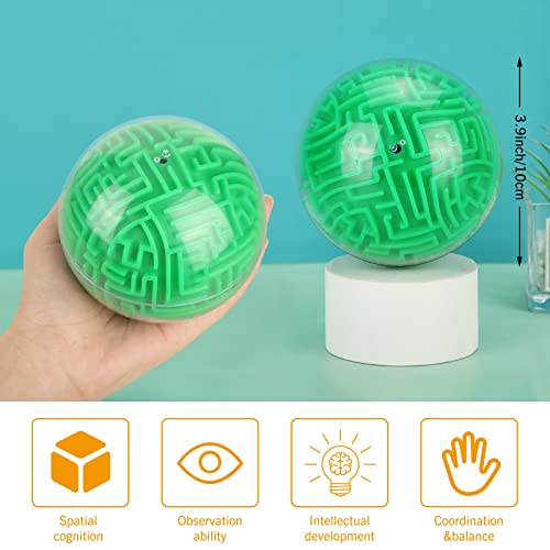Maze Ball 3D Maze Puzzle Brain Teasers Games Gravity Plastic Handheld 3D Maze Ball 4 Inches Puzzle Toy Maze Puzzle Cube Ball Sphere Educational Toys For Students Teens Adults (Green) #TOP1